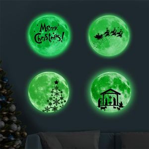 Naklejki ścienne 30 cm Luminous Księżyc 3d naklejki dla dzieci Pokój żywy sypialnia wystrój domu Naklejki blask w ciemnej świątecznej dekoracji