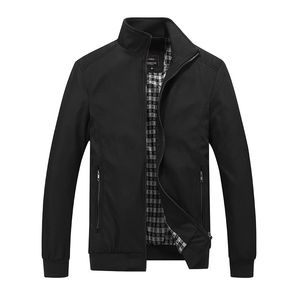 秋のジャケットの男性春のカジュアルなアウターレトロな立ち襟黒青いビジネスコート男性の大学ビンテージジャケット210518
