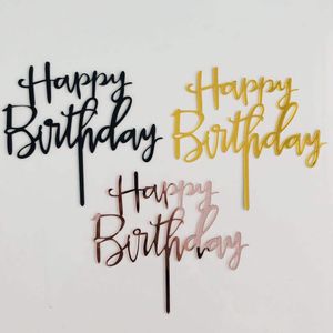 Happy Birthday Decoration Cake Topper Mirrored Gold Topper Cakes for Photo Booth Props Party Decorations Ideas
