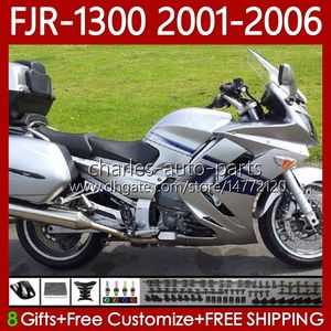 OEM Bodywork For YAMAHA FJR-1300 FJR 1300 A CC FJR1300A 01-06 Moto Bodys 106No.9 FJR1300 01 02 03 04 05 06 Gloss silver FJR-1300A 2001 2002 2003 2004 2005 2006 Fairing Kit