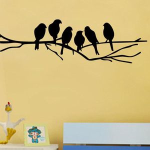 Muurstickers Zwarte vogels op de boomtak Sticker voor Woonkamer Decals Art Home Decoration Muurschilderingen Afneembaar