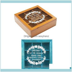 Bags Packaging & Display Jewelry2Pcs 9 Section Wooden Chic Tea Box Compartments Container Bag Chest Storage Spice Store Boxes Cosmetics Jewe