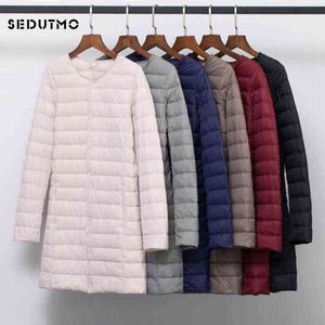 SEDUTMO Winter Women Duck Down Jackets Long Ultra Light Coat Casual Puffer Jacket Slim Black Autumn Parkas ED875 211130