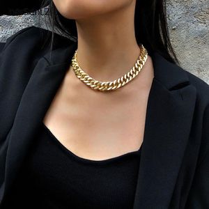 Hip Hop Cuban Thick Short Chain Necklaces Choker for Women Simple Punk Minimalist Chunky Collar Jewelry Party