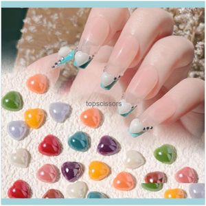 Dekorationer salonghälsa skönhet50pcs persika hjärtform kristallglas nagelkonst strass färgglada smycken diy manikyr aessorier 6mm deco