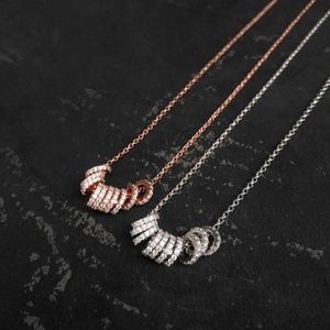 Colares pendentes colar de luxo de luxo colar de cobre sólido cor de prata móvel contas redondas micro zircão de jóias de moda feminina de moda