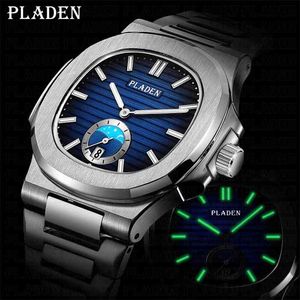 NEW PLADEN Men's Watches Luxury Barnd Quartz Watch Automatic Date Man Business Japan VK63 Reloj Hombre Relogio Masculino 210329