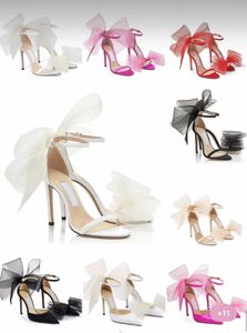 Top Luxury Wedding,Party,Dress,Evening Sandals Shoes Women's High Heels Mesh Bows Ankle Strap Gladiator Sandalias Exquisite Stiletto-heel Pumps
