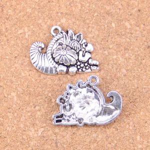 44pcs Antique Silver Bronze Plated cornucopia thanksgiving Charms Pendant DIY Necklace Bracelet Bangle Findings 28*20mm