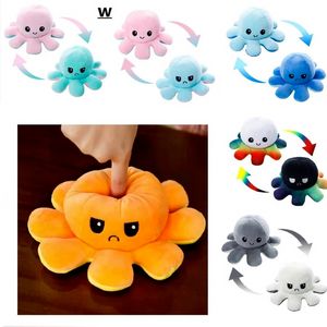 24 Hours Shipping Reversible Flip Octopus Stuffed Plush Dolls Party Favor Soft Cute Happy Angry Moods Colors Changed Animal Release stock tr