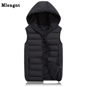 Wiosna Jesień Bez Rękawów Kurtka Dla Mężczyzn Moda Ciepła Z Kapturem Mężczyzna Zima Kamizelka Light Plus Size Męskie Kamizelki Kamizelki Waistcoat 211104