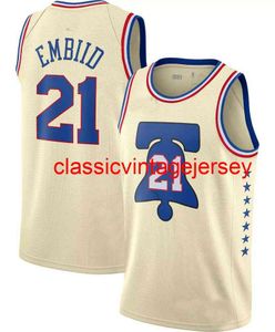 2021 New Joel Embiid Jersey costurará homens Juntas jovens Jerseys Tamanho XS-6xl