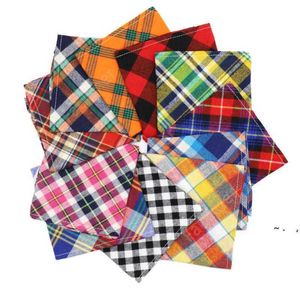 ペットドッグバンダナスモールラージドッグビブスカーフ洗える居心地の良い綿格子縞の印刷puppy kerchief bow tieペットグルーミングアクセサリーdaf178