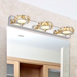 AC110-240V LED Espelho Luz Moderna Moderna Banheiro Cosmético Cosmético Lâmpadas De Parede De Cristal De Aço Inoxidável Luminárias De Iluminação Interior