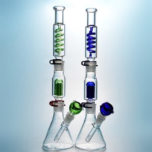 6 Arms Tree Perc Nargile Kondenser Bobini Cam Bong Bir Bongs Yapın 18mm Dişi Ortak Dondurulabilir Su Borusu, Dağınık Downstem Bowl Oil Dab Rig ile