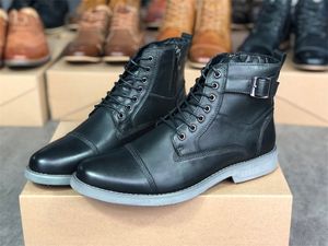 Fashion Men Martin Boot Oxford Lace Up Formal Dress Shoes High Top Genuine Leather Sneakers Male Non-slip Ankle Boots Party Wedding Shoe 011