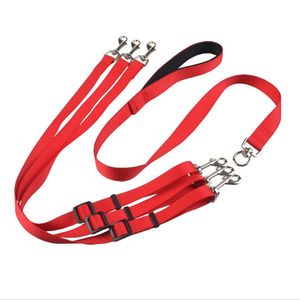 Dog Collars & Leashes Pet Traction Belt Chain Strong Safety Lead Nylon Weave Three Heads One Drag Leash Square Round RopeDog