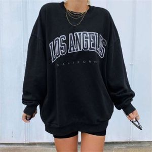 Crewneck Oversize Woman Sweatshirt List Drukowane Pullove Streetwear Kobiety Bluzy Jesień Z Długim Rękawem Loose Casual 211013