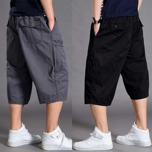Duże rozmiary Mężczyźni Casual Shorts Sport Summer Streetwear Cargo Cienkie Luźne Długa praca z kieszeniami Roupas Mens Odzież XX60MS 210714