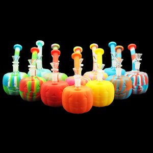 Hookahs Silikonoljerigor Glass Bong Hookah Halloween Pumpkin Vattenrör rökande oljor Rör Tobaksbubbler