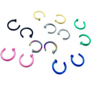 Colorful Fake Nose Rings Piercing Ring Body Industrial Stainless Steel Jewelry 8/10mm