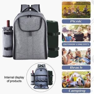 Wholesale picnic bags coolers for sale - Group buy Storage Bags Picnic Bag Multifunctional Portable Tableware Insulation Pouch Outdoor Backpack Men Camping Cooler Refrigerator Water