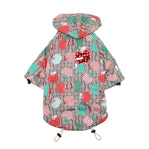 Winter Dog Apparel Letter Printed Hooded Pet Outerwears Puppy Teddy Schnauzer Apple Print Jackets