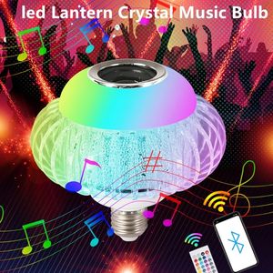 LED Lantern Crystal Bulb Lampa Bluetooth Music Högtalare RGB Ljus med fjärrkontroll Multifunktion 15W E27