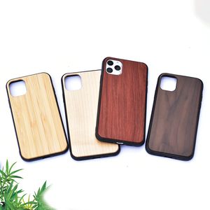 Casos de madeira para iphone 12 mini 11 13 Pro Max Celular de madeira tampa de bambu para Samsung S22 Plus Note 20