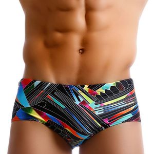 Badebekleidung Herren Slip mit Push-Pad Sexy Badeanzug Badehose für Männer Baden Badeshorts Beachwear Druck Schwimmen 210515