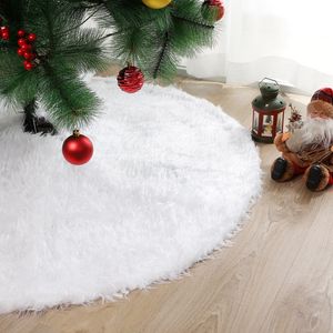 48/60 Inch White Christmas Tree Skirt Faux Fur Plush Mat Xmas Decorations Home Outdoor Decor Xmas-Tree Decoration Holiday Party Ornaments Gift JY0608