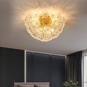 Ceiling Lights Postmodern Light Luxury Simple Copper Crystal Lamp Personality Warm Living Room Bedroom Cloakroom Study