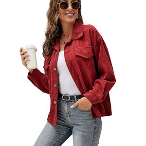Camicie casual moda donna giacca manica lunga abbottonata cardigan ampio in velluto a coste camicette taglie forti autunno