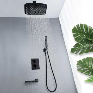 Banyo Duş Setleri Gömülü Set Krom Sistemi Termostatik Kafa Blender Siyah Banyo Eklemi