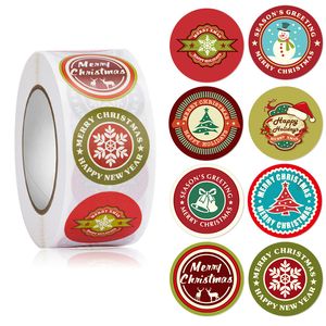 Merry Christmas Tema Mühür Etiketleri Etiketler Etiketler Noel Ağacı Kar Tanesi Kardan Adam Şeker Pişirme Çantası Paketi Zarf Hediyeler Kutusu Sticker Süslemeleri 500 adet HY0188