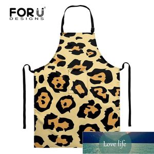 FORUDESIGNS Leopard Personalized Print Apron for Women and Men Funny Cooking Chef Kitchen Home Restaurant Bib Aprons Oil Proof Factory price expert design Quality