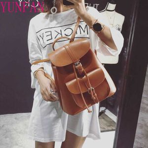 PU кожа новая корейская мода ремень ремень украшения школьный досуг студент рюкзак открытый путешествие rucksack mochila mujer sac dos q0528