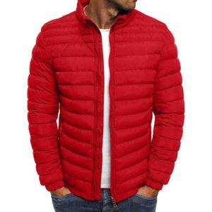 Mäns Down Coat Winter Handsome Bomull Kläder Casual Fashion Solid Färg Stativ Krage Striped Mäns Down Jacket Parka Jacka G1108