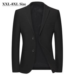 Plus Size 6XL 7XL 8XL Giacca da uomo d'affari casual di marca Giacca da ufficio di alta qualità Abito formale Cappotto nero puro Maschile 211120