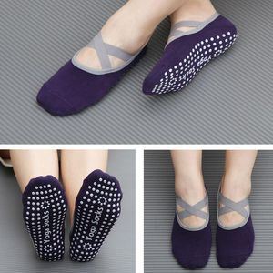 Sports Socks 1Pair Womens Yoga Low Cut Anti Slip Sticky Bottom Workout Pilates Grip Sock For Woman Dance Slippers Fitness Ballet Socken