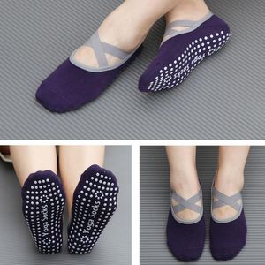 Calzini sportivi 1 paio Womens Yoga Low Cut Anti Slip Sticky Bottom Workout Pilates Grip Sock For Woman Dance Pantofole Fitness Ballet Socken