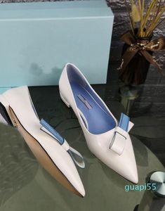 Fashion beautiful bow luxury designer women's shoes blue black white heel 2cm high pointed oversize wedding dress 35-41