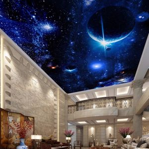 Modern tapet 3D-väggmålningar Living Room Ceiling Star Planet Universe Space Custom Photo Wall Paper Vattentät