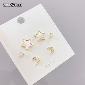 Stud Sipengjel Fashion Cubic Zircon Star and Moon Set Earrings Crystal 6 st för kvinnor Bröllopsmycken 2021