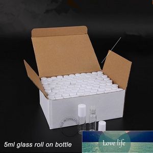 50pcs/Lot Wholesale 5ml Empty Glass Essential Oil Bottle Cosmetic Container Small White Lid Refillable Pot Roll On Packaging