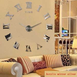 Wall Clocks Quartz Clock Modern Fashion Watch 3d Real Big Promotion Home Decoration Grote Romeinse Mirror