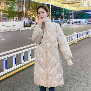 Giacca di grandi dimensioni allentata calda imbottita di cotone nera Parka da donna Moda Inverno Manica lunga Tinta unita Cappotto tutto-fiammifero 210914