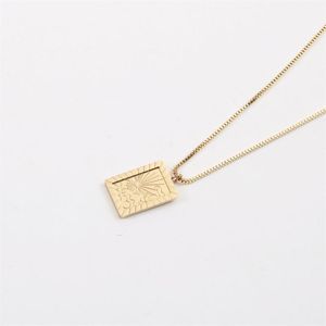 Pendant Necklaces ALLME Minimalist Sun Print Rectangle Coin Necklace For Women Gold Color Box Chain Titanium Steel Jewelry