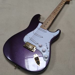 Guitarra elétrica de 6 cordas de alta qualidade, baixo costume, roxo, através do maple do pescoço, instrumento musical profissional