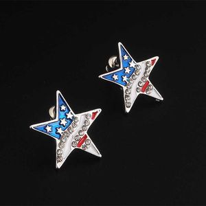 American Flag Fashion Style Ear Hook Jewelry Women National Enamel Slippers Hat Heart Star Shape Dangle Earrings Q0709